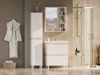 Зеркальный шкаф с подсветкой Misty Венера левый 70см белый